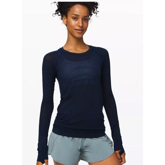 Lululemon Swiftly Speed Long Sleeve Blue Women's 6 Stretch Performance Running - Picture 2 of 11